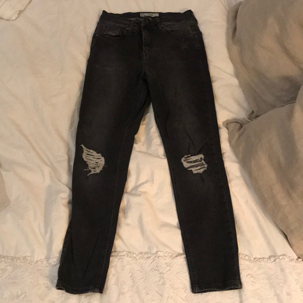 Topshop Moro Jamie ripped gray denim size W28